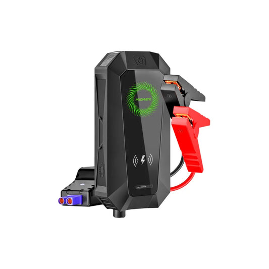 PROMATE HexaBolt-20 | 1500A Peak 19200mAh Car Jump Starter Power Bank with 10W Wireless Charging, Dual QC 3.0 USB Ports, Smart Clamps, LED Light & Emergency Glass Breaker