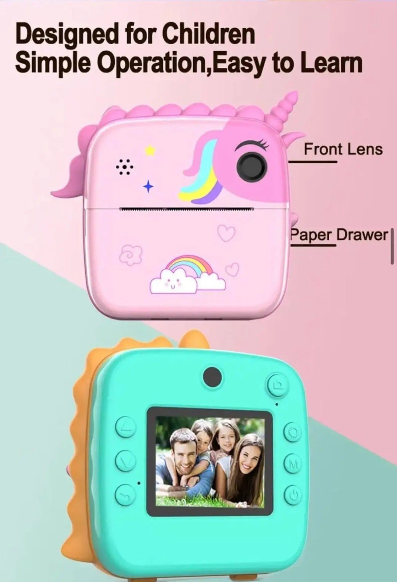 Children Digital Instant Print Camera for Kids, Birthday Gifts, Selfie Digital Camera, Videos, Portable Travel Camera Toy for Kids with Print Paper The Wonders Mart Trading™
