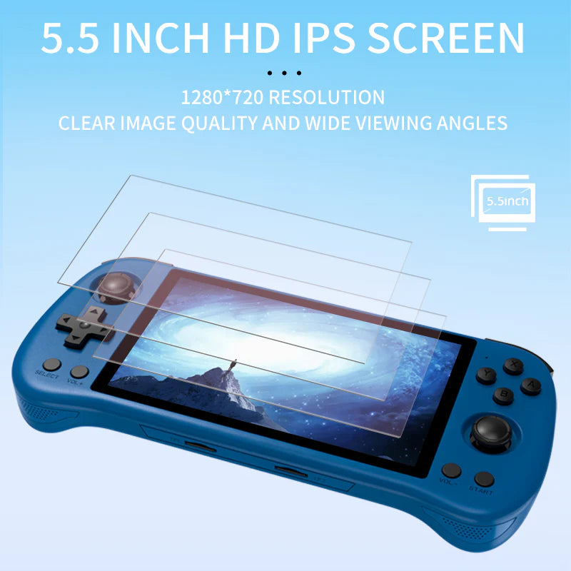 POWKIDDY X55 5.5 INCH 1280*720 IPS Screen RK3566 Handheld Game Console Open-Source Retro Console