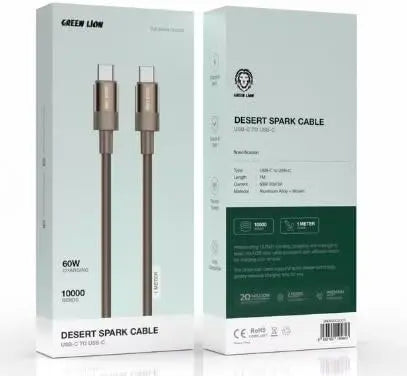 Green Lion Desert Spark Cable USB-C to USB-C 1M 60W- Desert Titanium The Wonders Mart Trading™