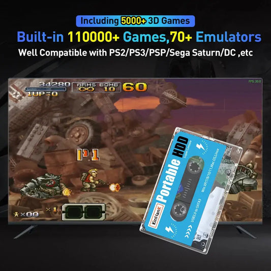 500GB SSD Portable External Hard Drive Disk With 55000 Retro Games For PS3/PS2/PSP/SEGA Gaming Card for Computer Laptop The Wonder Mart