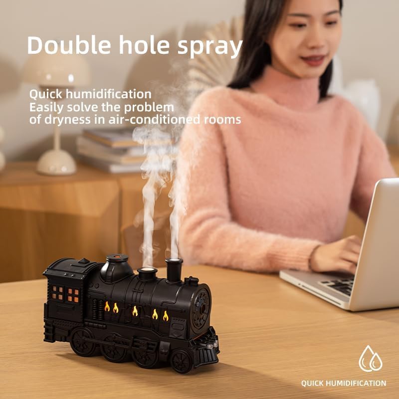 Train-Shaped Aromatherapy Diffuser – 300ml Cool Mist Humidifier with Remote & LED