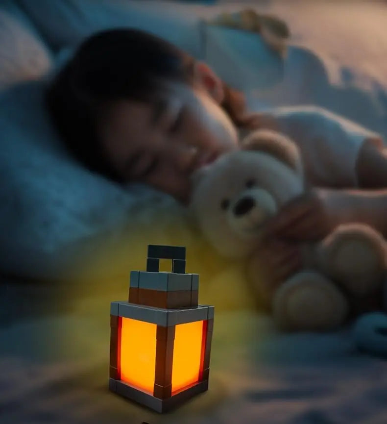 Minecraft-Inspired Pixel Lantern Night Light – 16 Color RGB Rechargeable Gaming Room Lamp The Wonders Mart Trading™