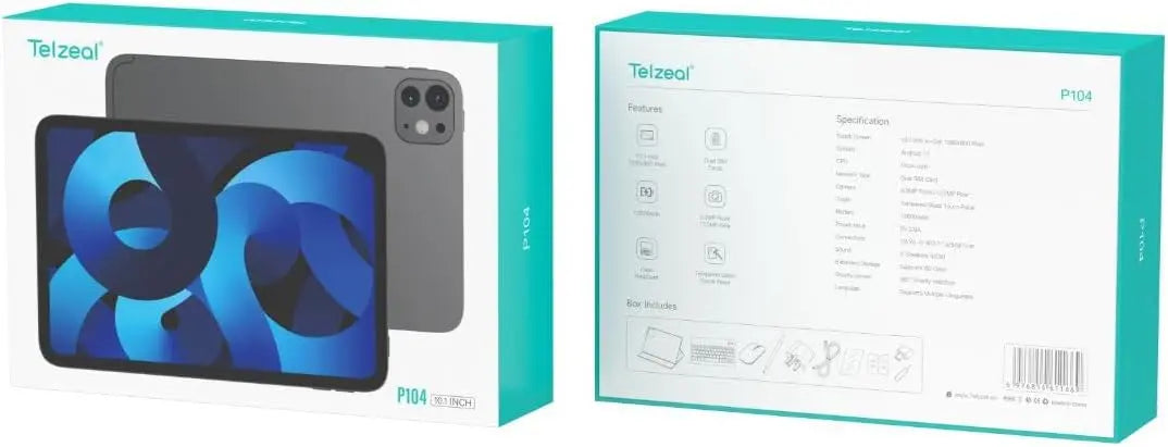 Telzeal P104 Android Tablet, 10.1-inch Display, 10000mAh Battery, 13MP Dual Camera, 16+1T Storage The Wonders Mart Trading™