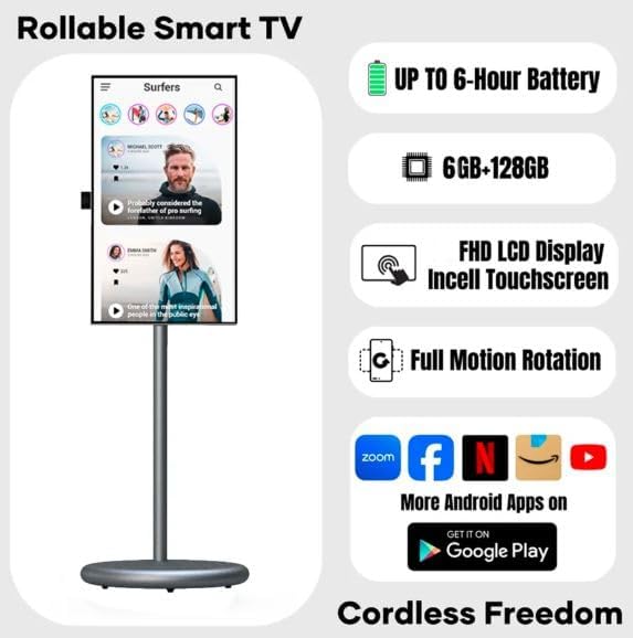 Taktik Smart Floor Display – 21.5”, 27”, 32” | Rotatable Android Touch Screen with Battery, Wi-Fi & HD Display