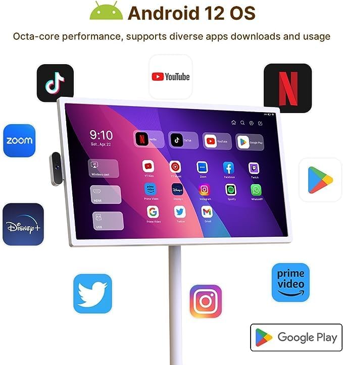 Taktik Smart Floor Display – 21.5”, 27”, 32” | Rotatable Android Touch Screen with Battery, Wi-Fi & HD Display