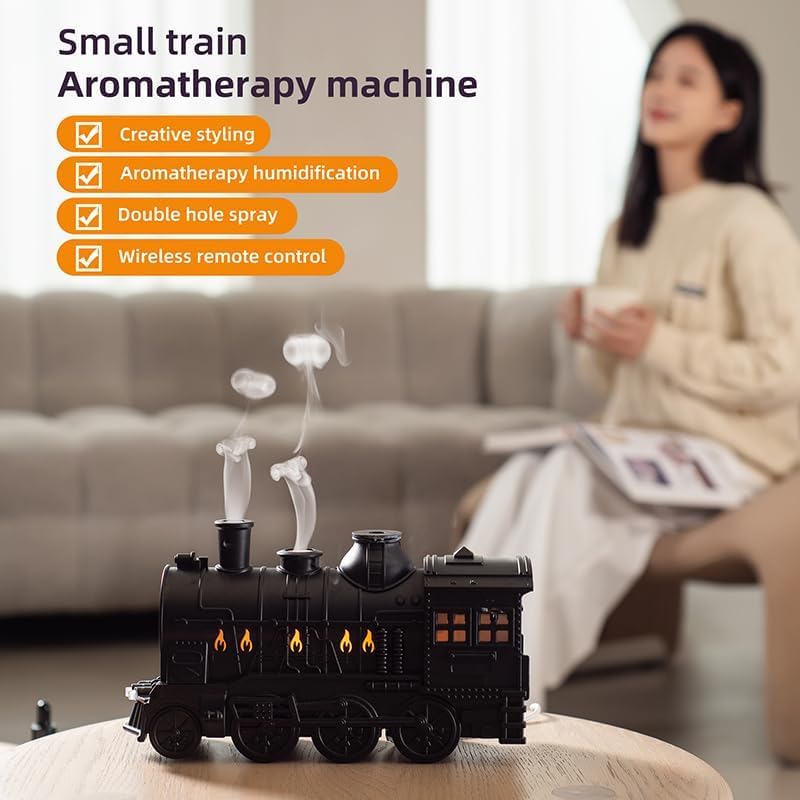 Train-Shaped Aromatherapy Diffuser – 300ml Cool Mist Humidifier with Remote & LED