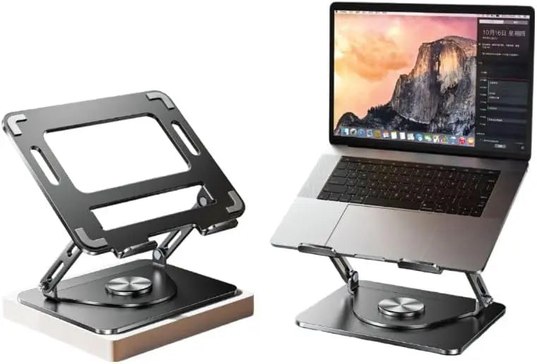Green Lion 360° Rotatable Laptop Stand – Ergonomic Metal Base, Non-Slip Silicone, Universal Fit for 13”-17” Laptops – Black The Wonders Mart Trading™