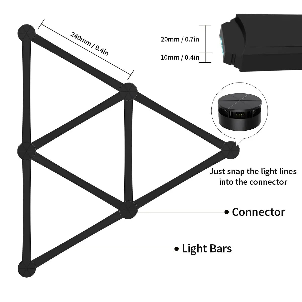 LED Smart Wall Line Light – RGBIC WiFi Light Bars for Gaming Room, Music Sync, Alexa & Google Assistant Compatible (9 Pieces, Black or White) The Wonders Mart Trading™