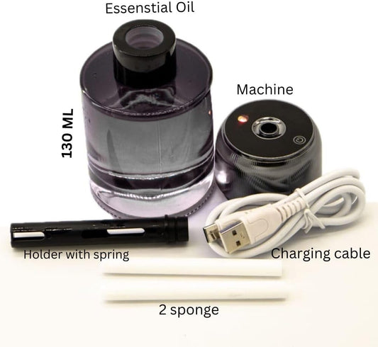 DENX Portable Car Aroma Diffuser – Air Freshener & Humidifier with Essential Oil Spray | Intelligent Auto Start | Aromatherapy for Car, Home & Office – French Spices Scent (Green)