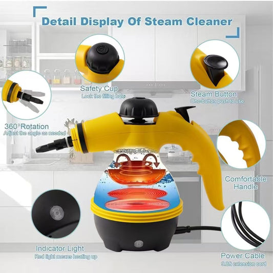 DENX 1200W Handheld Steam Cleaner – Portable High-Pressure Steam Cleaning Machine with 9 Accessories, 350ml Tank, 360° Nozzle for Kitchen, Bathroom, Car & More (Model DX2596)