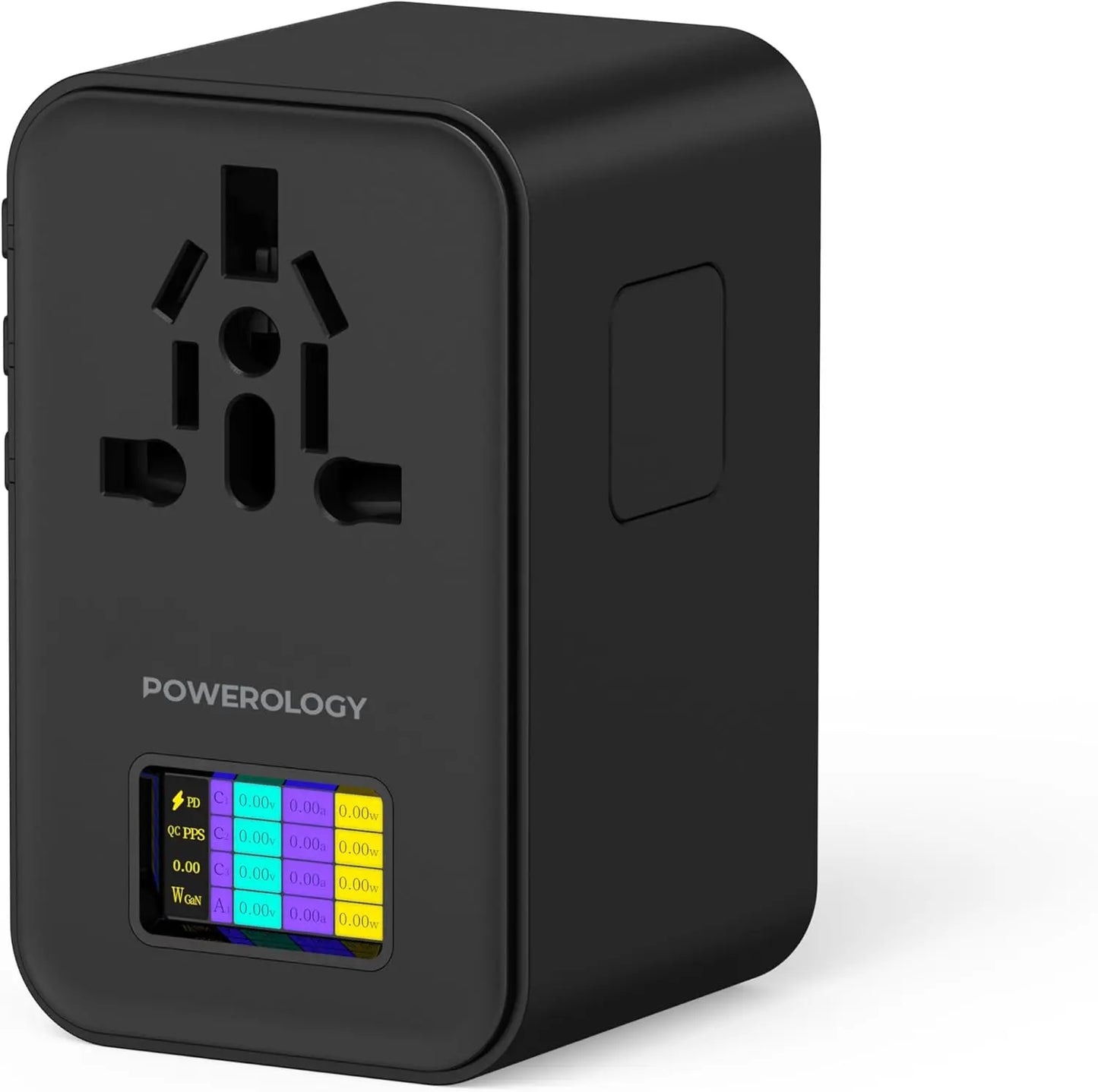 Powerology 75W GaN Universal Charger with Real-Time Power Display – 4-Port Fast Charging, PD & AC, Global Compatibility, Travel-Ready – Model PWC041 The Wonders Mart Trading™