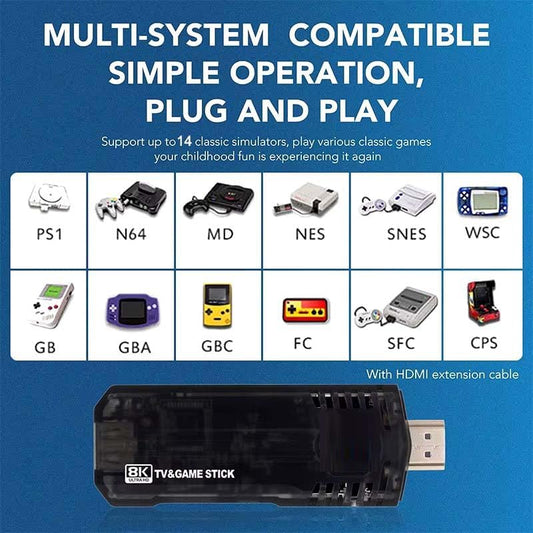 8K Android TV Box & Retro Game Console – Dual System with 10,000+ Games, Google Assistant, 5G WiFi, Chromecast, and Dual Wireless Controllers