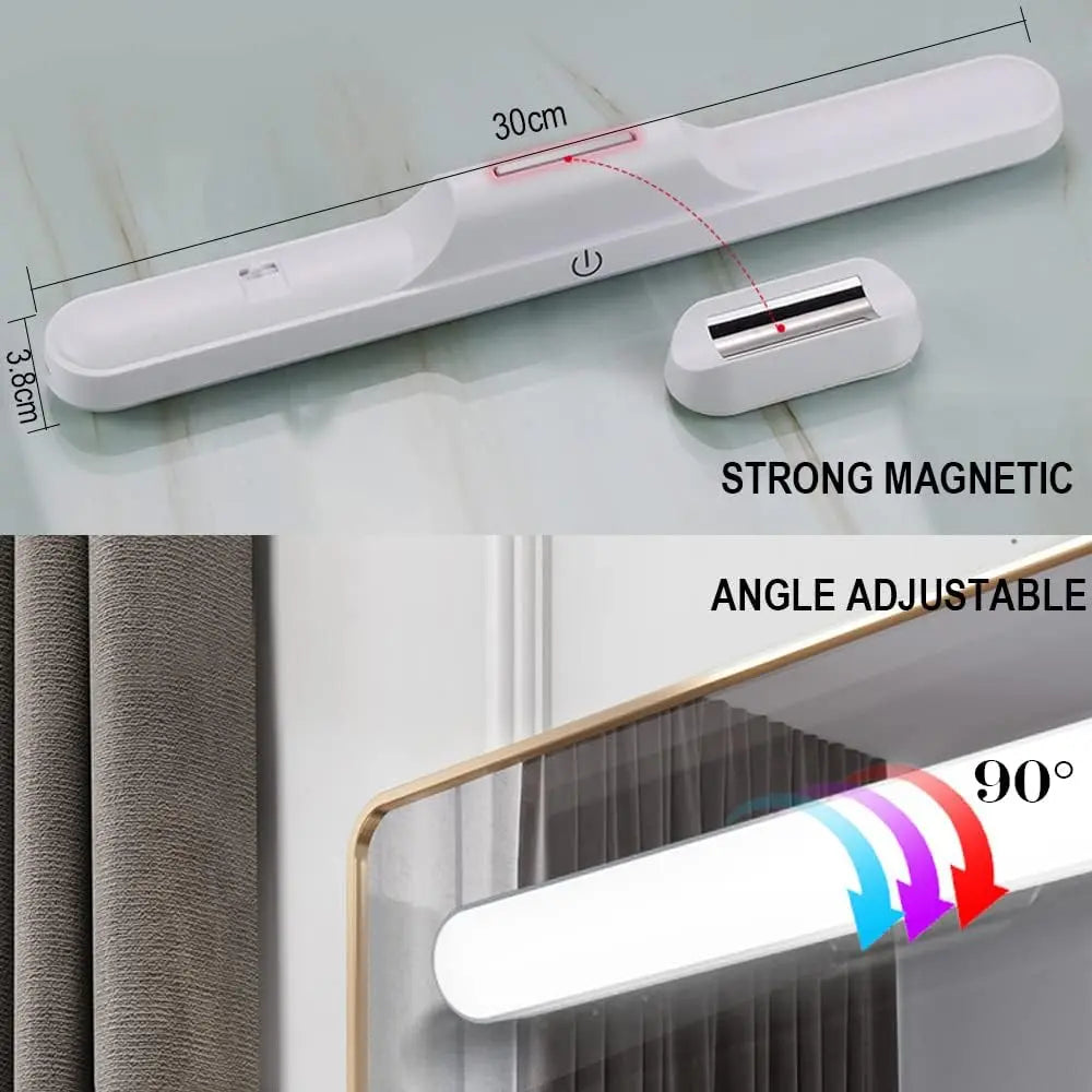 DENX Magnetic LED Light Bar – USB Rechargeable, 3-Color Adjustable, Dimmable Lamp for Makeup, Car, Cabinet, Bedroom & Emergency Use The Wonders Mart Trading™