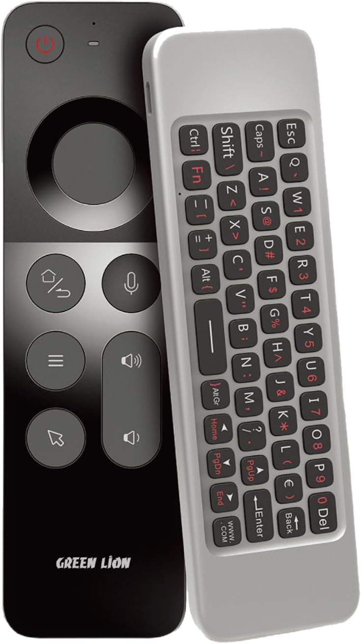 Green Lion Rechargeable 4 in 1 Wireless Universal Remote With Keyboard, for Samsung Smart-TV, Air mouse, Ir remote, Voice control, Compatible With Computer, Projector, Android/Windows/MacOS/Linux