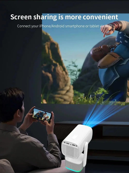 K2 LED Projector Built-in Battery Rechargeable, Cinema Smart TV Pocket Wifi Projector Support 4K 1080P Projector Home Theater Projector 360 Degree Flip Auto Focus Android 11 The Wonder Mart