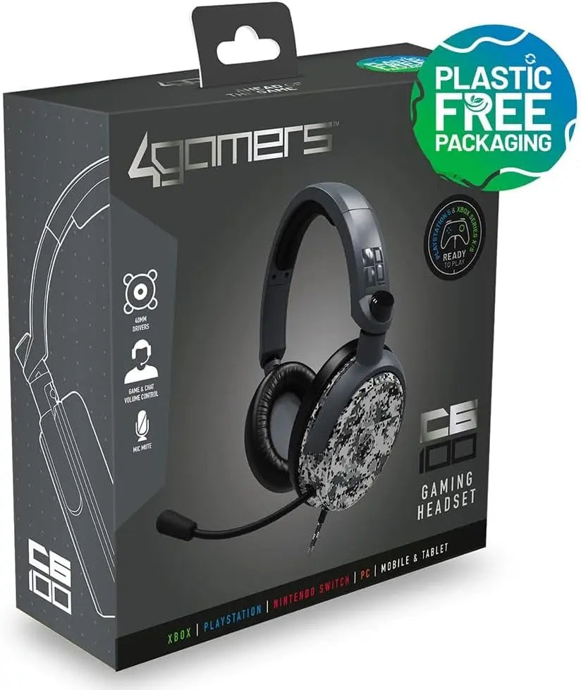 4Gamers C6-100 Gaming Headset for Xbox, PS4, Switch, PC, Mobile & Tablet – blue Camo The Wonders Mart Trading™