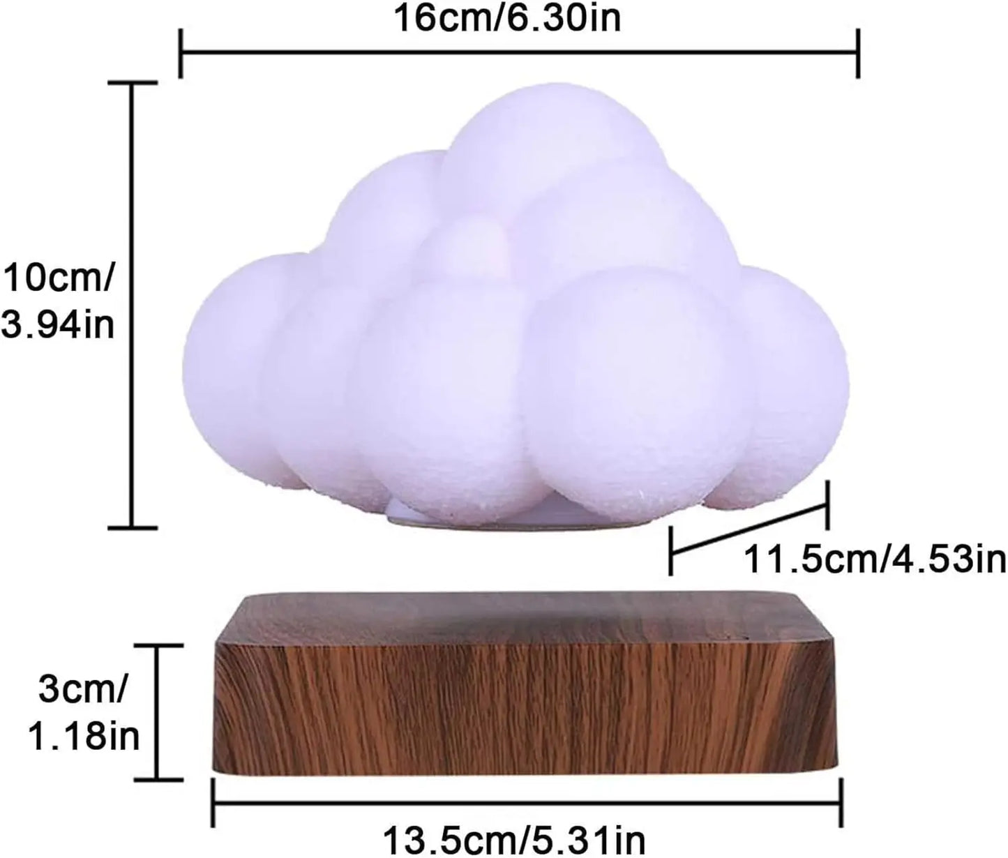 Floating Cloud Lamp, Magnetic Levitating Cloud LED Night Lights ,Ambient Light ,Rotating Levitating Lamp, for Family ,Friends and Kids Gift The Wonder Mart