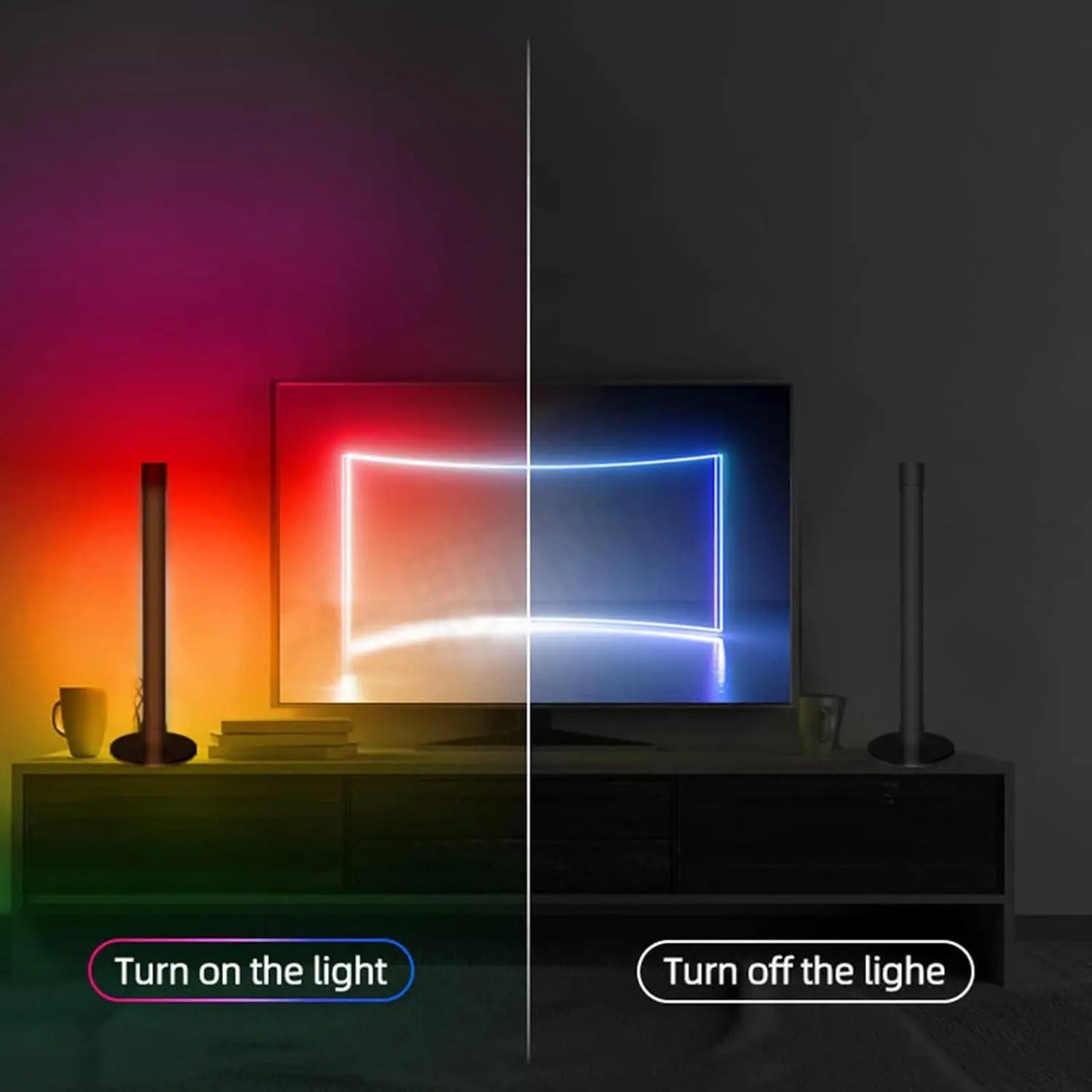 Smart LED Light Bars – 2 RGB Ambient Backlights with Music Sync, App & Voice Control, for Gaming, Movies, and Room Decor The Wonders Mart Trading™