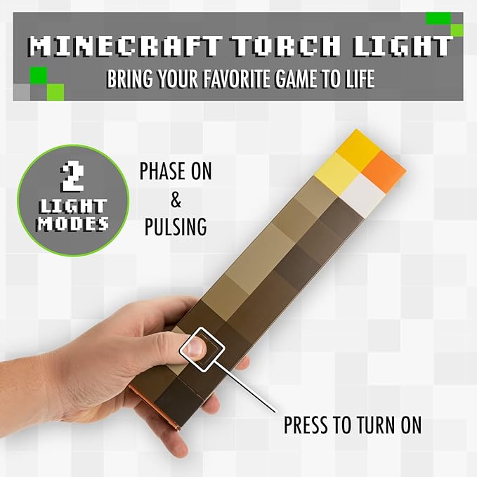 Minecraft Brownstone Torch Lamp | LED Light-Up Night Lamp