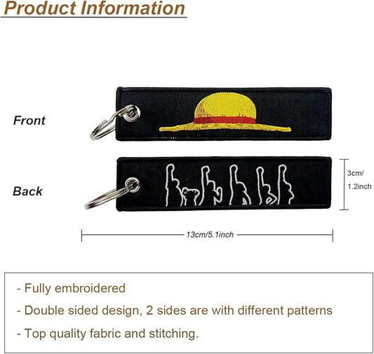 Anime Jet Tag Keychain – Dual-Sided Embroidered Tag (13x3cm)