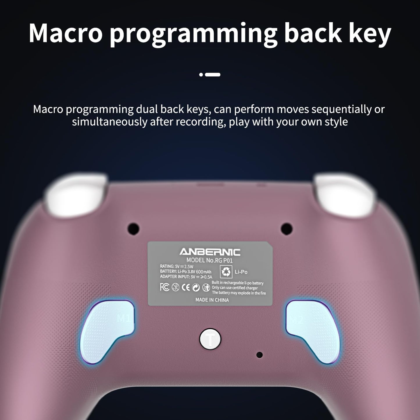 Anbernic RG P01 Retro Games Controller Bluetooth Wireless, Wired Gamepad with Hall Effect Joystick/Hall Triggers Joystick Light Control RGP01 Xbox Controller for PC,Steam,Android (Radiant Purple)