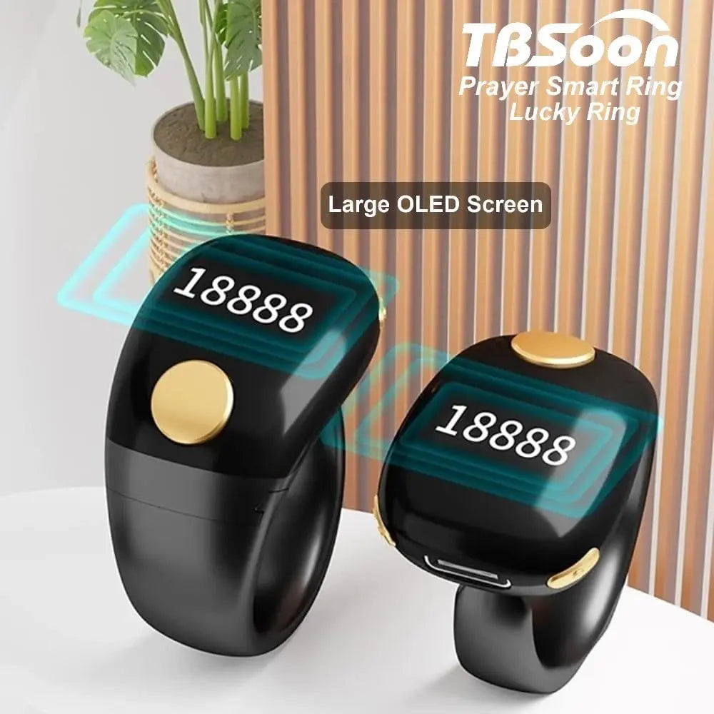 DENX Lightweight Smart Tasbih Ring – Digital Prayer Counter Ring with OLED Display, Time & Date, Adjustable Size | Ideal Gift for Ramadan, Eid, & Daily Use (Unisex) The Wonders Mart Trading™