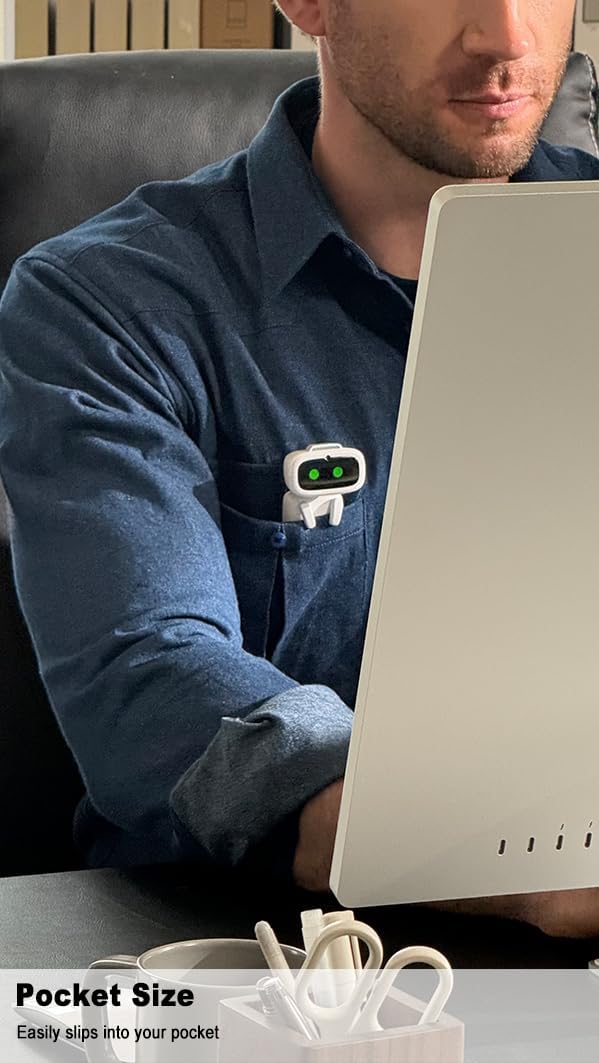 (PRE ORDER!) Aibi Pocket Pet - Wearable Robot | ChatGPT Powered AI Companion with Voice Commands, Emotional Interaction, Singing & Dancing | Magnetically Attaches to Anywhere | Ultra Portable