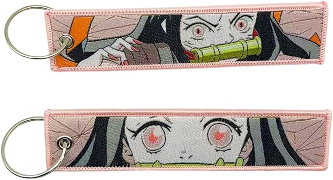 Anime Jet Tag Keychain – Dual-Sided Embroidered Tag (13x3cm)