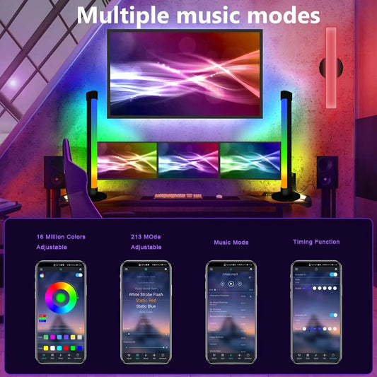 Smart LED Light Bars – 2 RGB Ambient Backlights with Music Sync, App & Voice Control, for Gaming, Movies, and Room Decor The Wonders Mart Trading™