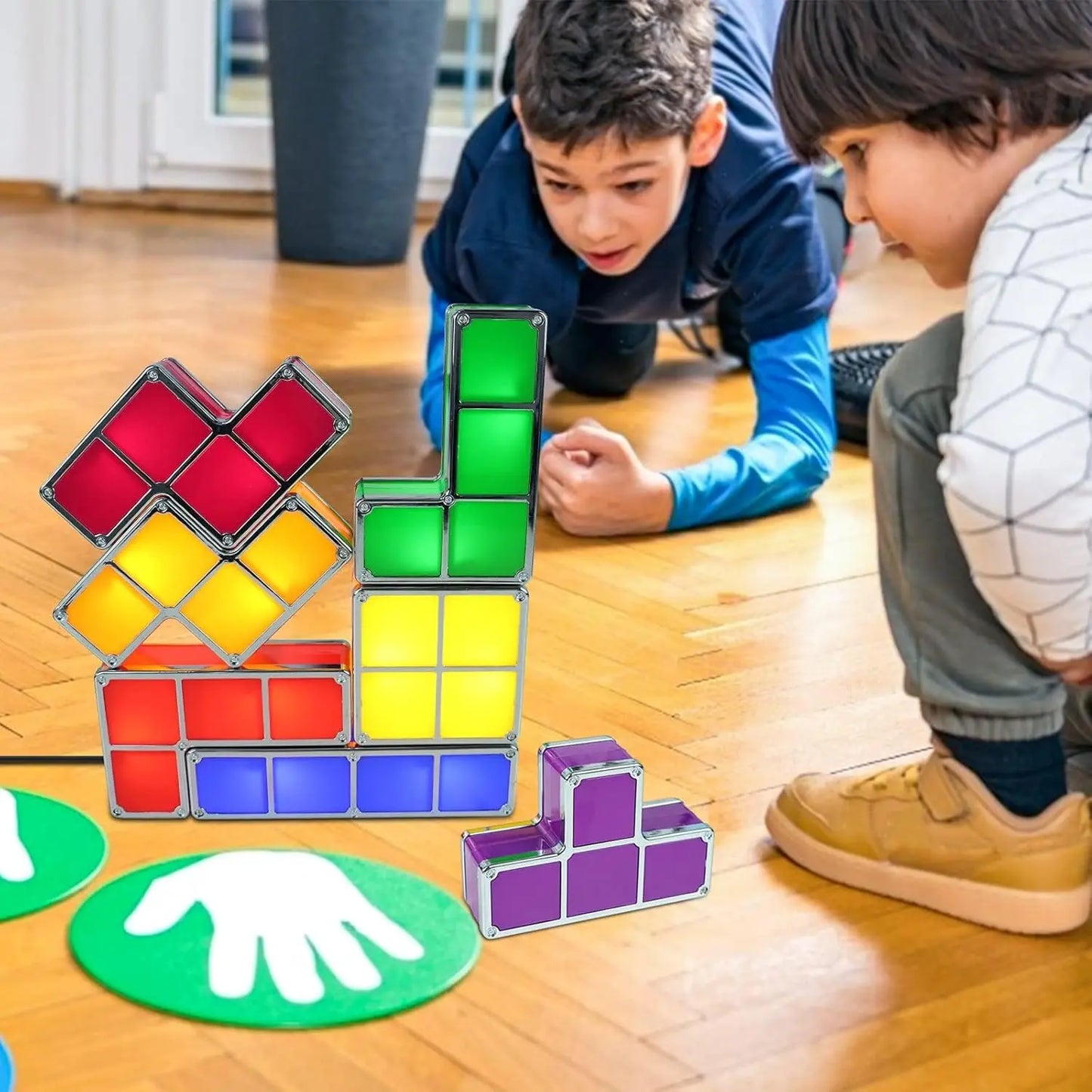 Stackable LED Night Light – 7-Color Game-Themed Tangram Puzzle Lamp | Interlocking Desk Light for Kids & Teens The Wonders Mart Trading™