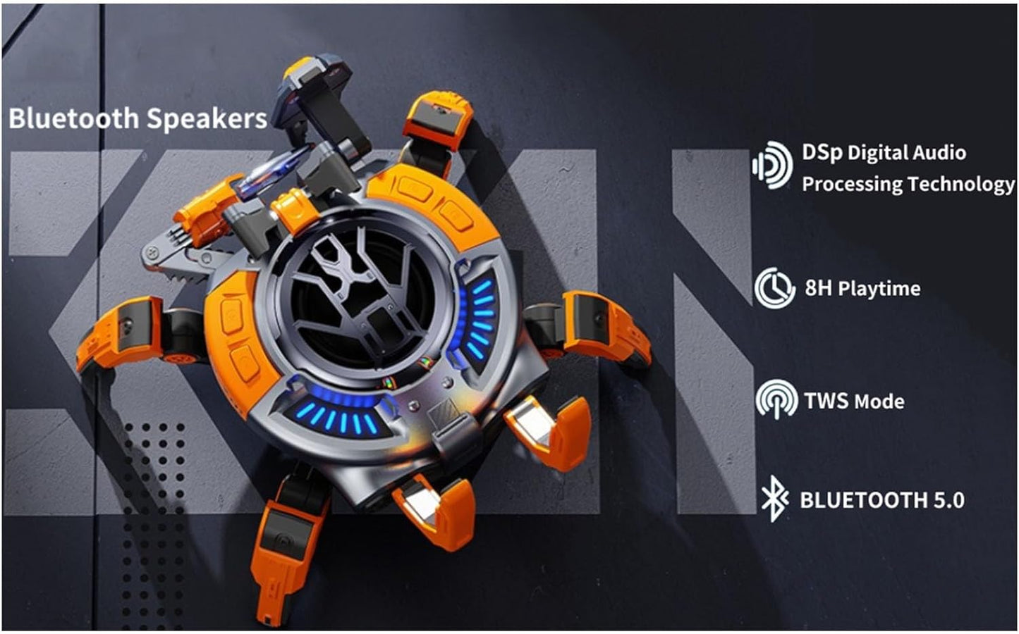 Machine Crab Audio™ – Bluetooth Speaker with Deep Bass & Futuristic Design