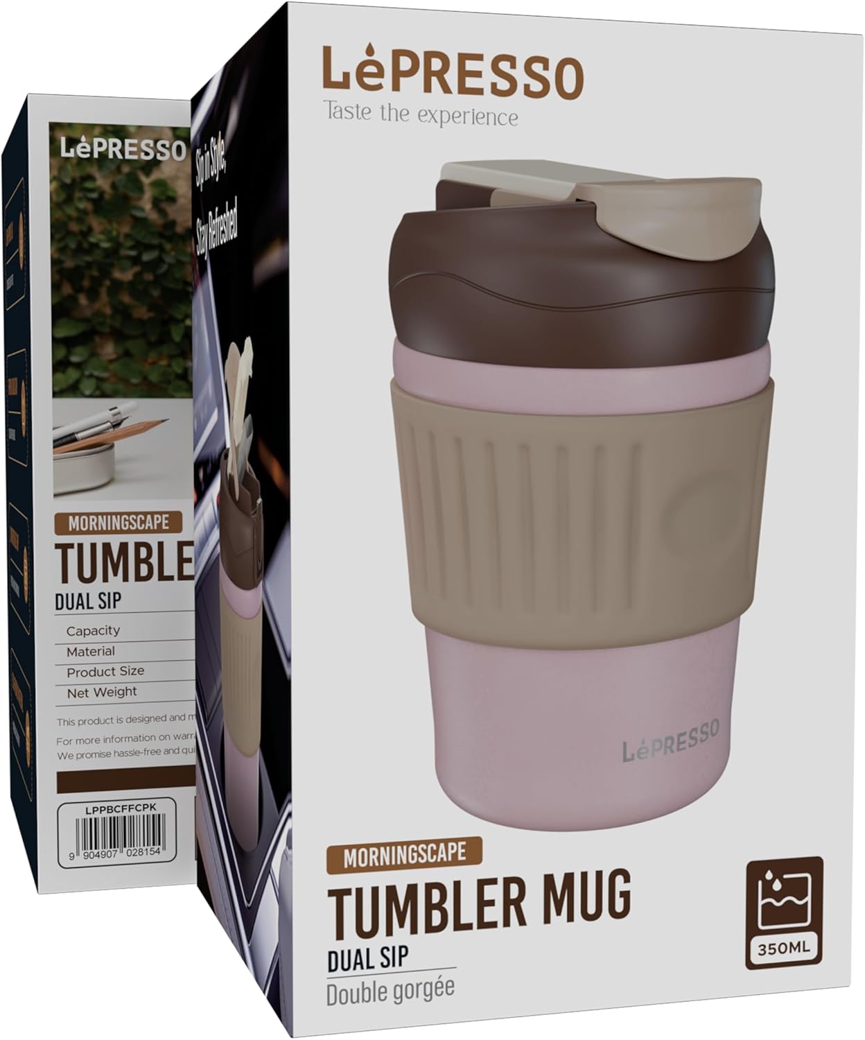 LePresso Dual Sip Tumbler Mug, 350ml Capacity, BPA Free & Leak-Proof Lid, Comfortable Grip, Stainless Steel Tumbler, Durable Thermal Insulation, Perfect for Hot Coffee & Cold Fresh Beverages