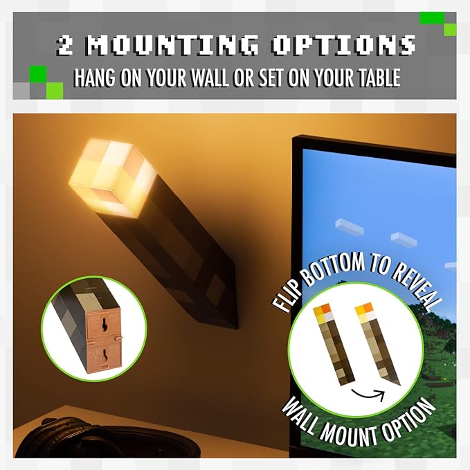 Minecraft Brownstone Torch Lamp | LED Light-Up Night Lamp