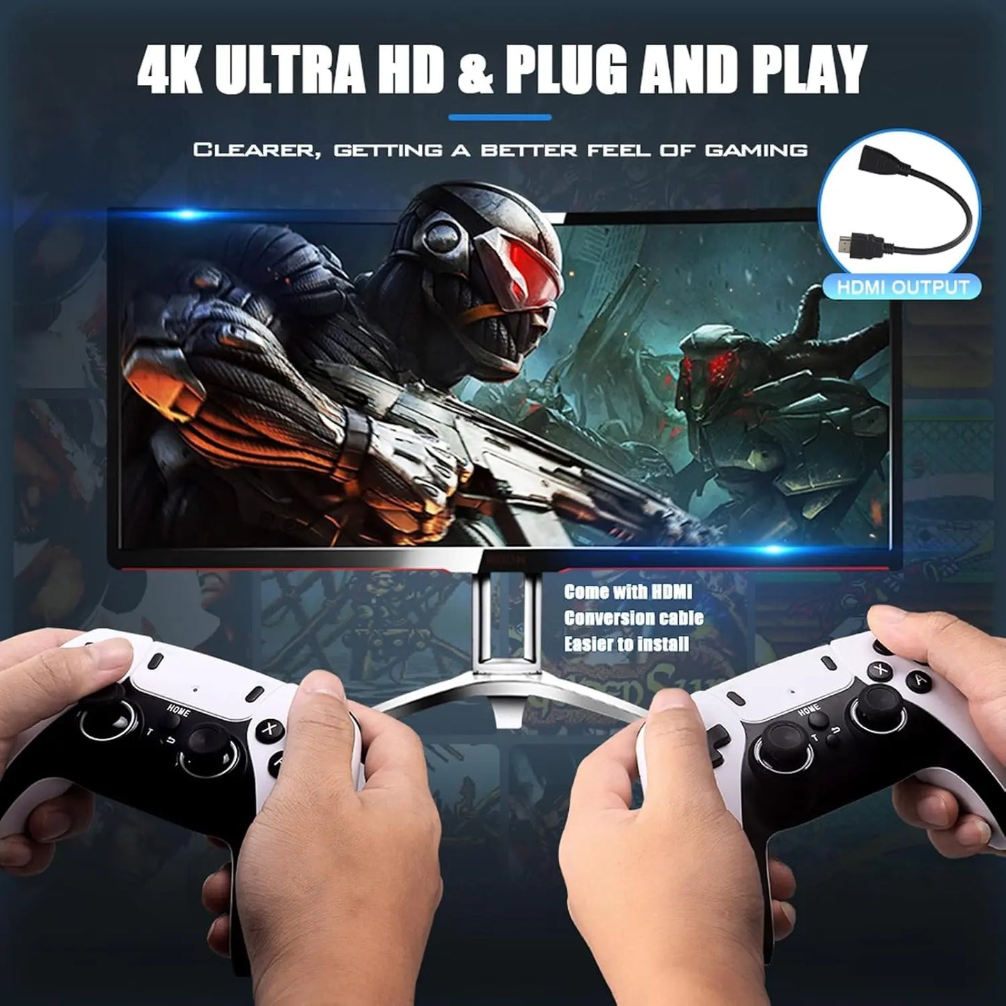 Wireless Retro Game Console – 20,000+ Games | 9 Emulators, 4K HDMI Output, Plug & Play with Dual 2.4G Wireless Controllers (64GB) The Wonders Mart Trading™