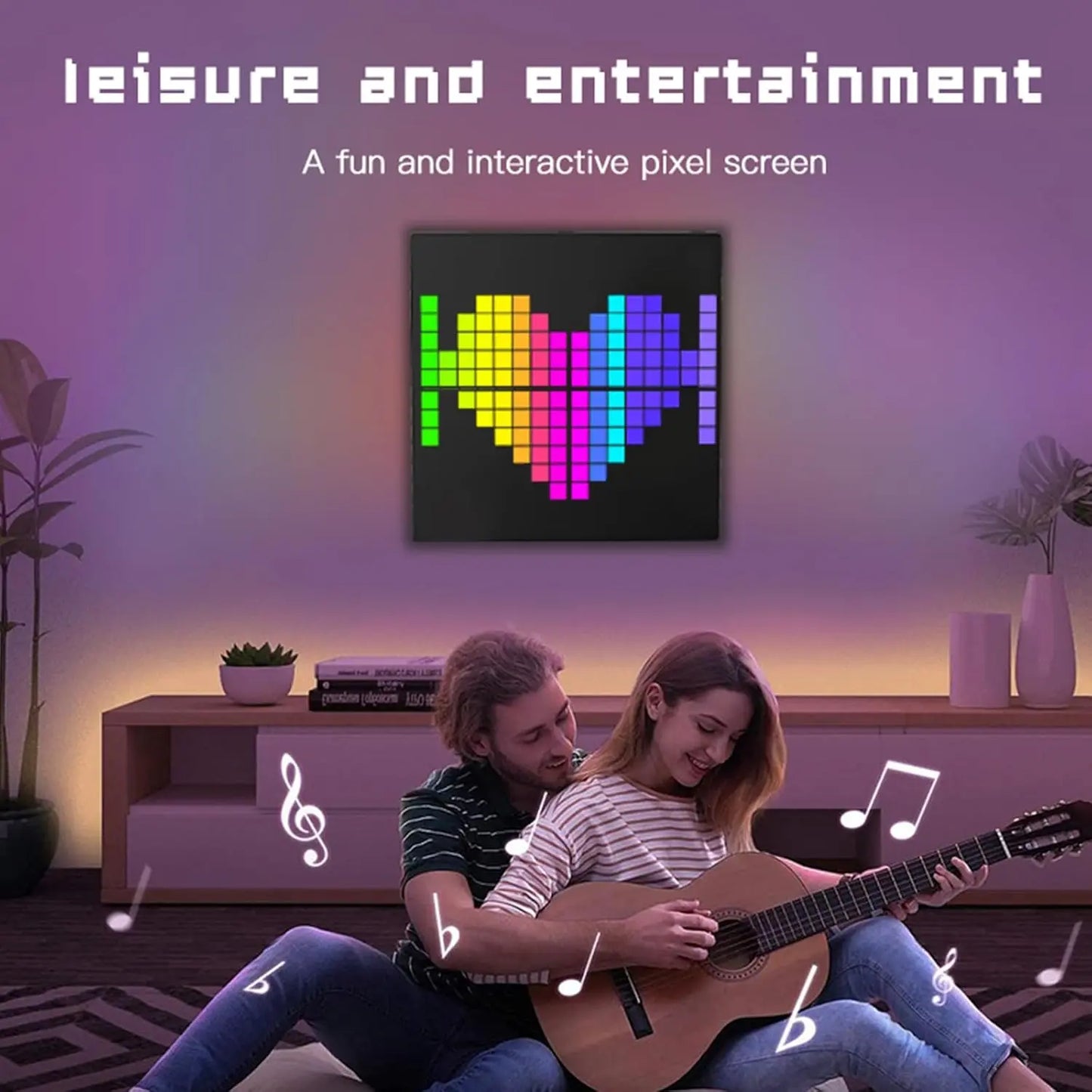 Pixel Art Display Screen, Digital Pixel Screen, 1+3 Combination Photo Frame, 16*16/8*32 DIY Programmable Pixel Art Led Display, Digital Alarm clock, Neon Light for Room Decoration Unique Lighting Deco The Wonders Mart Trading™