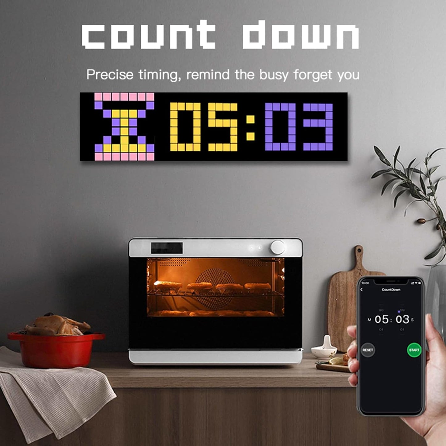 Pixel Art Display Screen, Digital Pixel Screen, 1+3 Combination Photo Frame, 16*16/8*32 DIY Programmable Pixel Art Led Display, Digital Alarm clock, Neon Light for Room Decoration Unique Lighting Deco