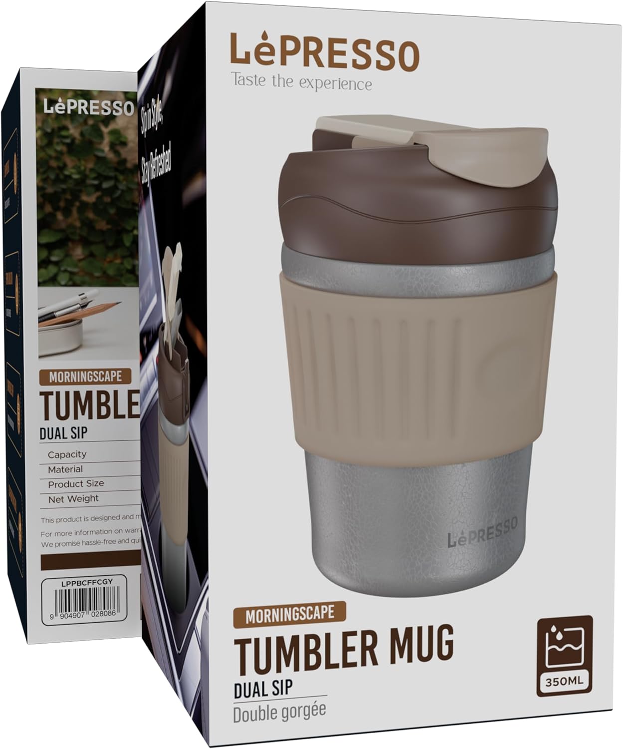 LePresso Dual Sip Tumbler Mug, 350ml Capacity, BPA Free & Leak-Proof Lid, Comfortable Grip, Stainless Steel Tumbler, Durable Thermal Insulation, Perfect for Hot Coffee & Cold Fresh Beverages