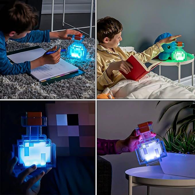 Minecraft Potion Bottle LED Lamp – 8 Color Changing Mood Light | Shake to Switch | USB Rechargeable