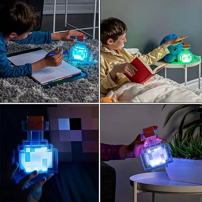 Minecraft Potion Bottle LED Lamp – 8 Color Changing Mood Light | Shake to Switch | USB Rechargeable The Wonders Mart Trading™