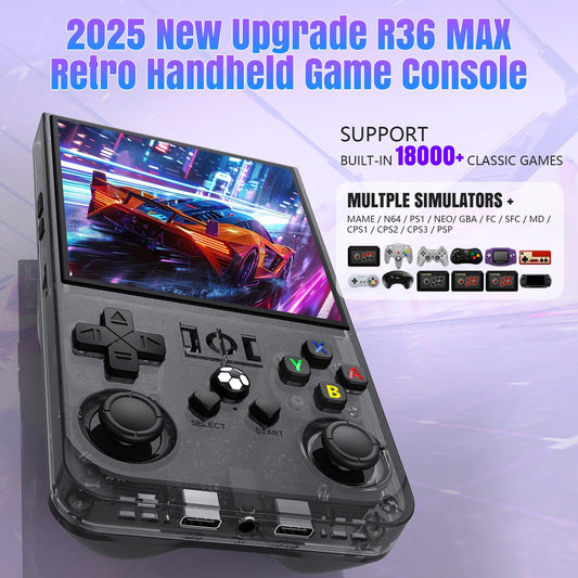 R36 Max Retro Handheld Game Console – 4” IPS Screen, 64GB, 18,000+ Games, 4000mAh Battery, Linux OS, TF Card Expandable
