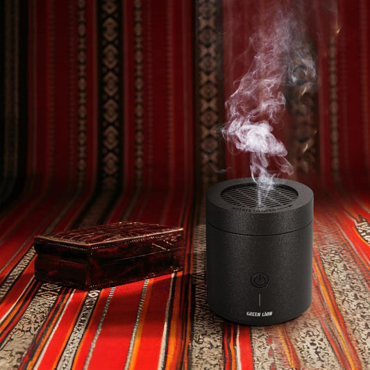 Green Lion Dune Bakhour Incense Burner – 2000mAh Rechargeable, 400°C Heating, 45+ Sessions, Type-C – Black