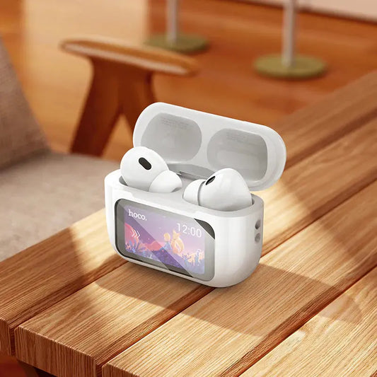 Hoco EW72 Soar True Wireless ANC Bluetooth Earbuds with Touchscreen Case – White | Bluetooth 5.4 | Noise Reduction | 4H Playtime The Wonders Mart Trading™
