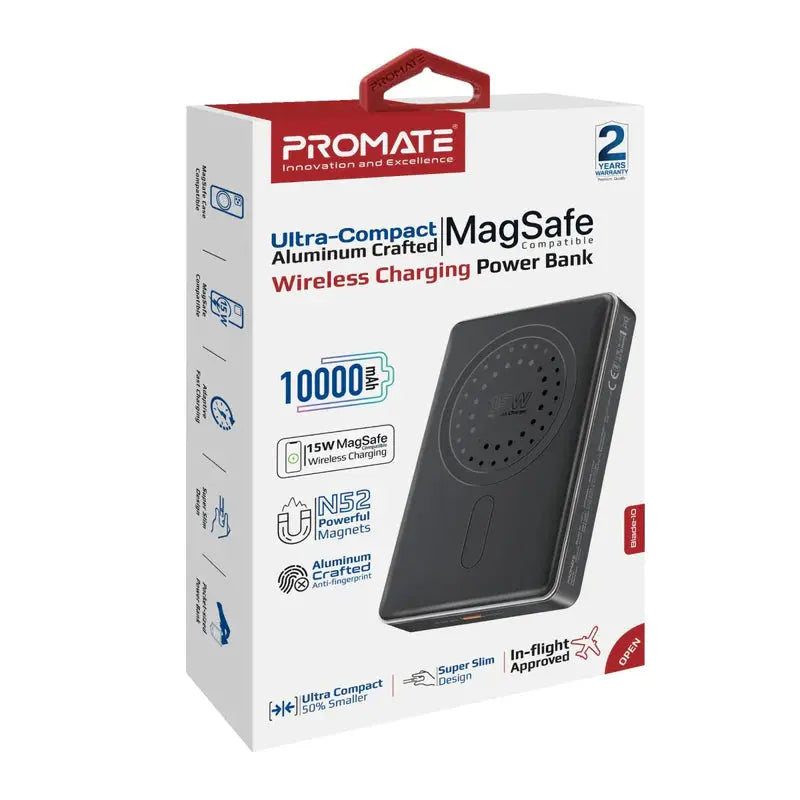 Promate Blade-10 MagSafe Power Bank 10000mAh – 15W Wireless + 20W USB-C PD Ultra Slim Charger The Wonders Mart Trading™
