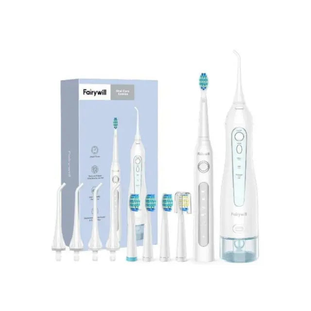 Fairywill 5020E Water Flosser + 507 Sonic Toothbrush Combo – Complete Oral Care Kit with 5 Modes, 300ml Tank, and 40,000 Strokes/min