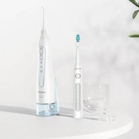 Fairywill 5020E Water Flosser + 507 Sonic Toothbrush Combo – Complete Oral Care Kit with 5 Modes, 300ml Tank, and 40,000 Strokes/min