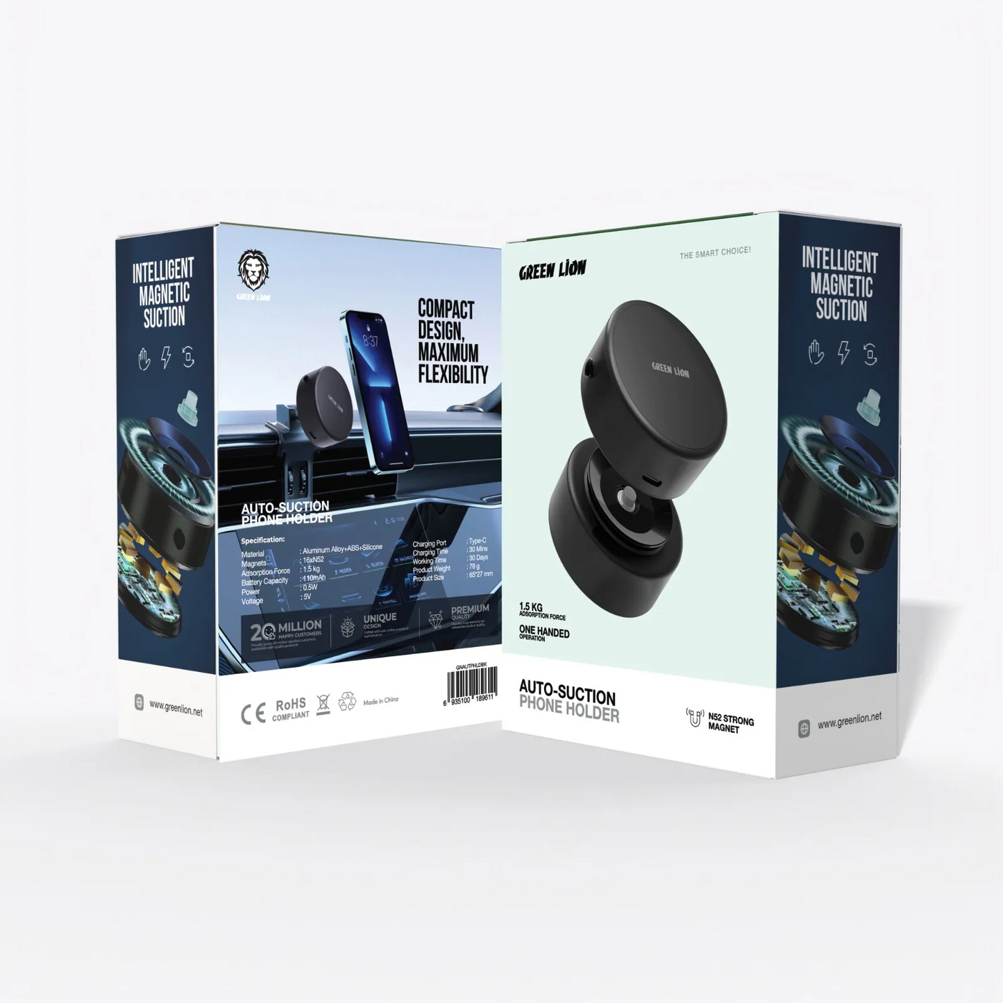 Green Lion Auto-Suction Phone Holder - Black The Wonders Mart Trading™