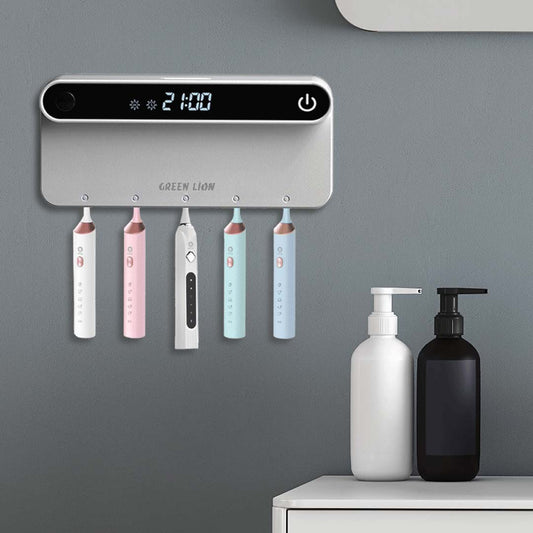 Green Lion Smart Toothbrush Sterilizer – Auto Timing, 99.9% Antibacterial, UVC LED, One-Touch Operation, 30-Day Standby, Wall Mountable
