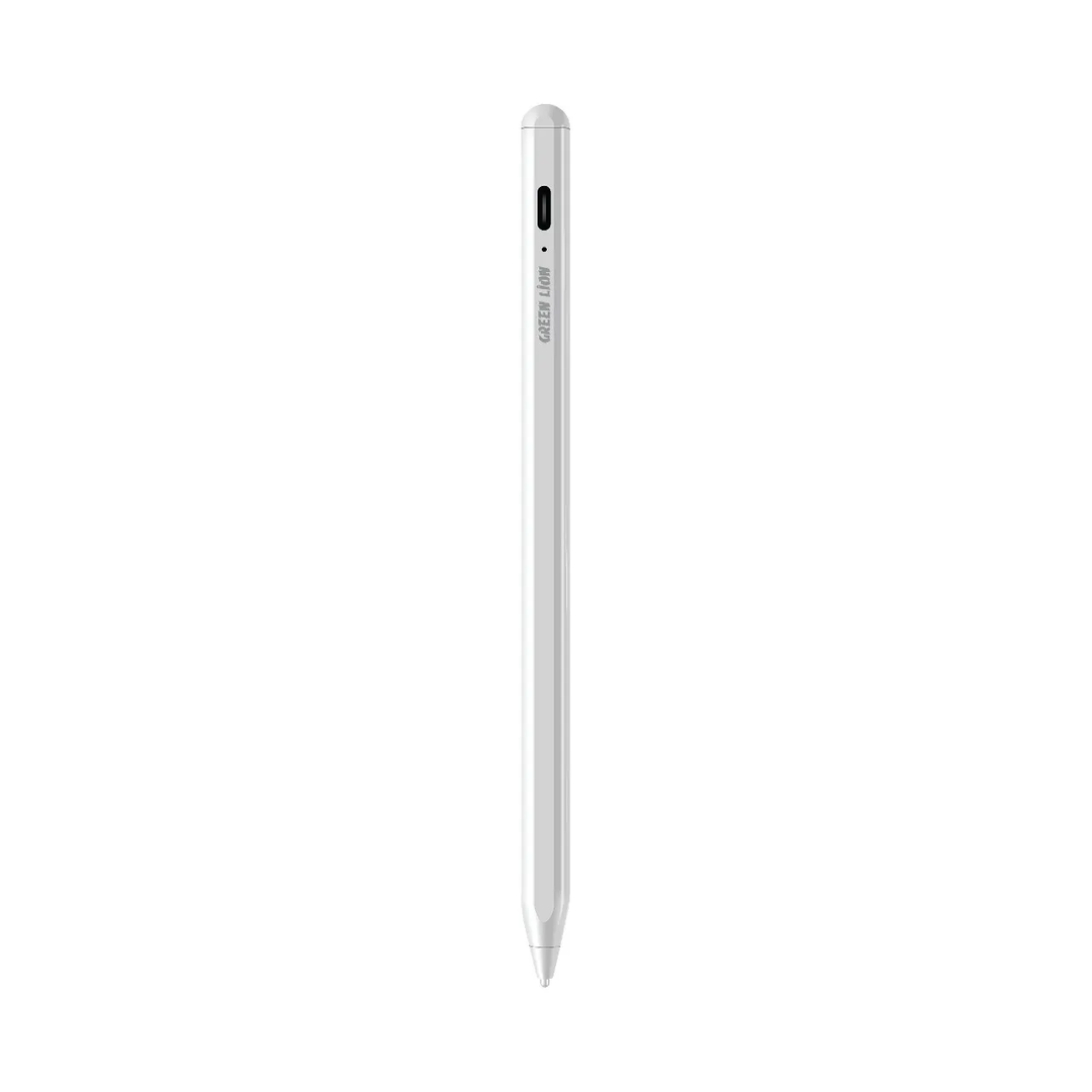 Green Lion 2 in 1 Stylus Pencil, Dual Operation Mode, 1.5mm Nib Diameter, 10H Usage Time, 130mAh Battery, 30min Charging/ 3Months Standby Time, No Delay, LED Light Indicator - White The Wonders Mart Trading™