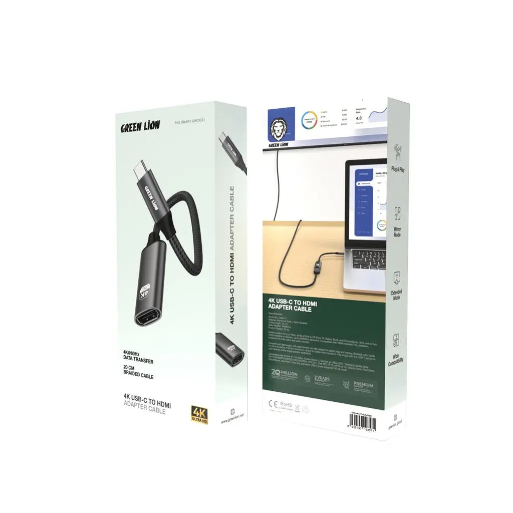 Green Lion 4K USB-C to HDMI Adapter Cable - Black The Wonders Mart Trading™